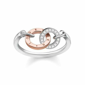 Thomas Sabo Prstan Skupaj , D_TR0032-095-14-54, Sterling Silver, 925 Sterling srebro, 9k rose gold, white diamond