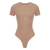 GOD SAVE QUEENS Bodi Second Skin T-Shirt Bodysuit svetlo rjava