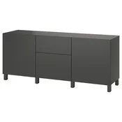 BESTA Pohištveni sestav s predali, temno siva/Lappviken/Stubbarp temno siva, 180x42x74 cm