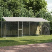 Kavez za psa s krovom Srebrno 600 x 200 x 256 cm Celik i PE
