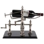 Casa Padrino Art Nouveau wine stand silver/black 40 cm - Wine bottle stand with marble base