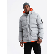 Ombre Mens sports warm jacket with double hood - grey