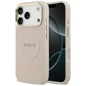Guess GUESS ovitek za iPhone 17 Pro, združljiv z MagSafe GUHMP17LPSAMSECP (PU W/ Peony Hot Stamp) roza