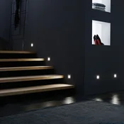 Hera LED stenska vgradna svetilka Wall F, siva, 1,8 W, 7,5 x 7,5 cm - Hodnik - Sodobni - nerjaveče jeklo, belo - Kovina
