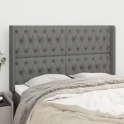 Vidaxl vidaXL Vzglavnik s krilci temno siv 163x16x118/128 cm blago