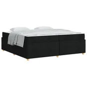 Vidaxl Konstrukcija postelje z vzmetnico Črna 200 x 200 cm blago