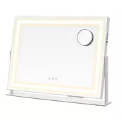 Kozmetično ogledalo DAHLIA z LED osvetlitvijo, 10x62,5x45,8 cm, bela SongmicsHome