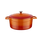 Saucepan, cast iron, 24 cm, Folk, orange color - LAVA brand