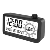 INF Polnilna pametna budilka z LCD, nočno lučjo in časovnikom Black, (5000290734)