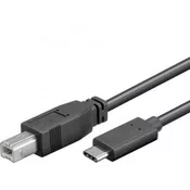 USB-C/male - USB 2.0 B/male, črn,1m