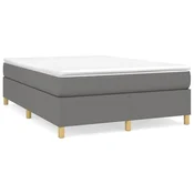 Vidaxl Posteljni okvir z vzmetmi temno siv 140x200 cm tkanina