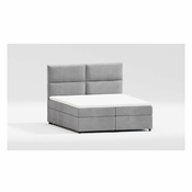 Svijetlo sivi tapecirani bracni krevet s prostorom za odlaganje s podnicom 160x200 cm Rico – Ropez