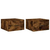 Vidaxl Stenska nočna omarica 2 kosa dimljeni hrast 35x35x20 cm