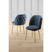 Hanah Home set trpezarijskih stolica Axle 8 kom, antracit tkanina Babyface, zlatne metalne noge