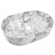 Ovalni umivalnik za pult 50x30 cm marmor -