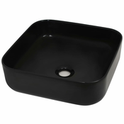 MAISON CHIC Keramični Umivalnik - Kopalna umivalnik - Lavabo kvadratne oblike črne barve 38x38x13,5 cm, (21684738)