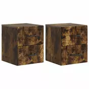 vidaXL Stenski nočni omarici 2 pcs Dimljen hrast 34,5 x 33 x 40 cm