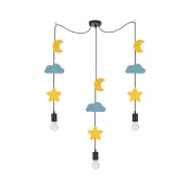 Dečiji luster na sajli TRIO 3xE27/20W/230V, žuta/plava