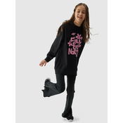 Girls sweatshirt without fastening and hooded 4F - black