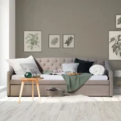 Homestyle4U Postelja z ležiščem, 90x200 cm, siva, s shrambo