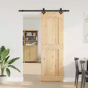vidaXL Drsna vrata NARVIK Naravna in črna 70 x 210 cm (152,5 cm)
