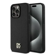 DKNY Etui DKNY Leather Monogram Pattern Metal Logo MagSafe za iPhone 15 Pro Max - črno