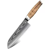 Damaskus kuhinjski nož Zenroku - Santoku / Rjava KP37558