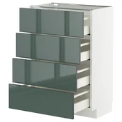 METOD / MAXIMERA Podni element 4 fronta/4 fioke, bela/Kallarp tamna sivozelena visokog sjaja, 60x37 cm