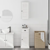 vidaXL Komplet pohištva za kopalnico s predalom s polico z vrati 2 pcs Rjava in bela