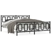 Vidaxl Kovinski posteljni okvir z vzglavjem in vznožjem črn 183x213 cm