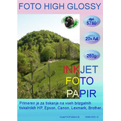 Foto Glossy InkJet papir 260g A4x200 listov, visoke 5760 resolucije izpisa