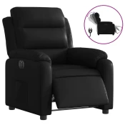 MAISON CHIC Električni naslanjač - Relax naslanjač črno umetno usnje, (22062038)