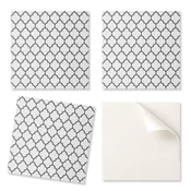 shumee Paket PVC ploščic z dekorjem za kuhinjo ali kopalnico z vzorcem simetričnih oblik 4x50x50 cm