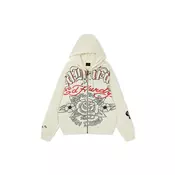 Ed Hardy Jopa na zadrgo Gothic Roses  ecru / pastelno modra / rdeča / črna