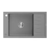 Mexen Elias granitno pomivalno korito 1-komorno z odcejalnikom 795 x 480 mm, sivo, sifon krom - 6511791005-71