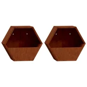 Vidaxl Stensko cvetlično korito 2 kosa rjasto corten jeklo 30x10x25 cm