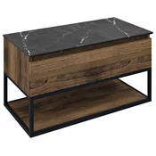 SKARA Vanity Unit 90x50x45cm, črna mat/hrast collingwood - Rjava - 90x50x45 cm - Sapho - SKARA - 24 - Aluminij; MDF/laminat - 900 - 500 - 450 - 14