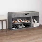 Vidaxl vidaXL Klop za čevlje z blazino, betonsko siva 104x30x49 cm
