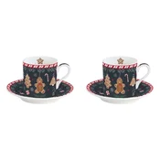 Set of 2 cups with saucers, 100 ml, porcelain, Gingerbread - Nuova R