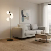 Opviq Stojna svetilka Faze, črna, steklo, višina 130 cm, 4-svetilna, E27 - Dnevna soba/jedilnica - črna, bela