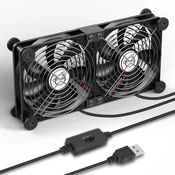 slomart OTraki USB Dvostruki ventilator 140mm - PC hlajenje, 3 hitrosti, tih