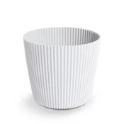 Prosperplast Plastični cvetlični lonček z okroglim žlebljenim pokrovom, bel, 14,6 cm, Milly