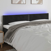 shumee LED posteljno vzglavje črno 160x5x78/88 cm žamet