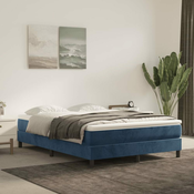 Greatstore Box spring postelja z vzmetnico temno modra 140x200 cm žamet