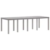 Vidaxl Vrtna miza Svetlo siva 250 x 100 x 73 cm poli ratan