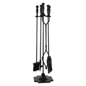TURBO Fan Orodje za kamin s stojalom, črna kovina, 80 cm – 205BL