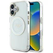 slomart Etui Guess IML Metal Colored Circle Classic Logo MagSafe za iPhone 16 - belo