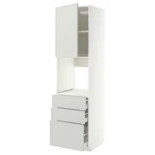 METOD / MAXIMERA Vis.el.pecn. s vratima/3 fioke, bela/Aspudden svetlosiva, 60x60x220 cm