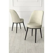 Hanah Home set trpezarijskih stolica Jaxe 8 kom, krem tkanina Babyface, crne metalne noge