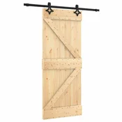 Vidaxl Drsna vrata Naravna in črna 85 x 210 cm Masiven borov les